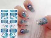 nagel sticker nail art Vlinder blauw met steentjes