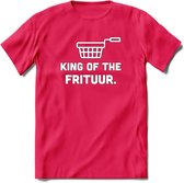 King Of The Frituur - Snack T-Shirt | Grappig Verjaardag Kleding Cadeau | Eten En Snoep Shirt | Dames - Heren - Unisex Tshirt | - Roze - XXL
