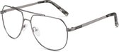 Blauw licht bril - Man - Zilver -  Zonder sterkte - Computerbril - Filter - Kantoor - Pilotenbril