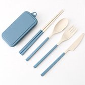 Usables - Mes lepel vork set - portable doosje - herbruikbaar - ecofriendly - Blauw
