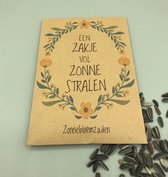 Een zakje zonnestralen - 10 stuks - zonnebloemen - bloemetje - brievenbus cadeau - kleine kadootjes,kadootjes tot 5 euro /kraft/ eigen tekst mogelijk