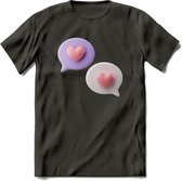 Valentijn Hart chat T-Shirt | Grappig Valentijnsdag Cadeautje voor Hem en Haar | Dames - Heren - Unisex | Kleding Cadeau | - Donker Grijs - L