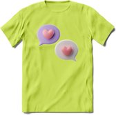 Valentijn Hart chat T-Shirt | Grappig Valentijnsdag Cadeautje voor Hem en Haar | Dames - Heren - Unisex | Kleding Cadeau | - Groen - L