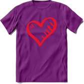 Valentijn Hart T-Shirt | Grappig Valentijnsdag Cadeautje voor Hem en Haar | Dames - Heren - Unisex | Kleding Cadeau | - Paars - XXL