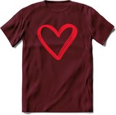 Valentijn Hart T-Shirt | Grappig Valentijnsdag Cadeautje voor Hem en Haar | Dames - Heren - Unisex | Kleding Cadeau | - Burgundy - XXL