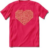 Valentijn Goud Hart T-Shirt | Grappig Valentijnsdag Cadeautje voor Hem en Haar | Dames - Heren - Unisex | Kleding Cadeau | - Roze - L