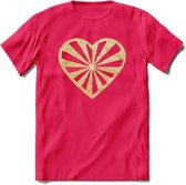 Valentijn Goud Hart T-Shirt | Grappig Valentijnsdag Cadeautje voor Hem en Haar | Dames - Heren - Unisex | Kleding Cadeau | - Roze - XXL
