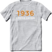 1936 Limited Edition T-Shirt | Goud - Zilver | Grappig Verjaardag en Feest Cadeau Shirt | Dames - Heren - Unisex | Tshirt Kleding Kado | - Licht Grijs - Gemaleerd - M