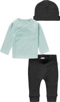 Noppies - kledingset - (3delig) Broek -Shirt -Muts - Grey Mint - Maat  74