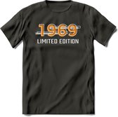 1969 Limited Edition T-Shirt | Goud - Zilver | Grappig Verjaardag en Feest Cadeau Shirt | Dames - Heren - Unisex | Tshirt Kleding Kado | - Donker Grijs - XL