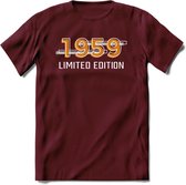 1959 Limited Edition T-Shirt | Goud - Zilver | Grappig Verjaardag en Feest Cadeau Shirt | Dames - Heren - Unisex | Tshirt Kleding Kado | - Burgundy - M