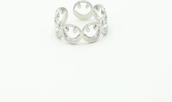 Michelle Bijoux Ring smileys open Gold of Silver JE13804