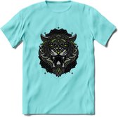 Tijger - Dieren Mandala T-Shirt | Groen | Grappig Verjaardag Zentangle Dierenkop Cadeau Shirt | Dames - Heren - Unisex | Wildlife Tshirt Kleding Kado | - Licht Blauw - S