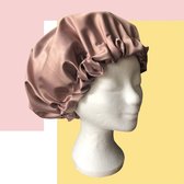 Luxe satijnen bonnet Dusty Pink | Slaapmuts | Satijn | Anti pluis | CG methode | Curly Girl | Handgemaakt | Curly Girl producten | CG haar producten | Slapen met krullen | Krullend