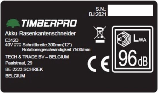 TIMBERPRO - Bosmaaier / Kantentrimmer 40V, 2A batterij + lader. Débroussailleuse / Coupe-bordures 40V, batterie 2A + chargeur — afbeelding 4
