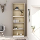 Decoways - Boekenkast met 5 schappen 60x24x175 cm spaanplaat wit en eiken