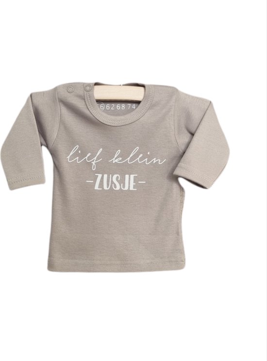 Miniwonder shirt - lief klein zusje - zand met witte opdruk - lange mouw