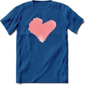 Valentijn Pastel waterverf Hart T-Shirt | Grappig Valentijnsdag Cadeautje voor Hem en Haar | Dames - Heren - Unisex | Kleding Cadeau | - Donker Blauw - XL