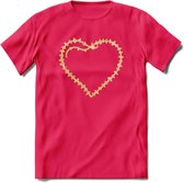 Valentijn Goud Hart T-Shirt | Grappig Valentijnsdag Cadeautje voor Hem en Haar | Dames - Heren - Unisex | Kleding Cadeau | - Roze - XL