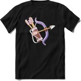 Valentijn pijl en boog Hart T-Shirt | Grappig Valentijnsdag Cadeautje voor Hem en Haar | Dames - Heren - Unisex | Kleding Cadeau | - Zwart - XL