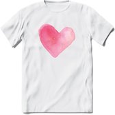 Valentijn Pastel waterverf Hart T-Shirt | Grappig Valentijnsdag Cadeautje voor Hem en Haar | Dames - Heren - Unisex | Kleding Cadeau | - Wit - M