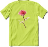 Valentijn roos Hart T-Shirt | Grappig Valentijnsdag Cadeautje voor Hem en Haar | Dames - Heren - Unisex | Kleding Cadeau | - Groen - S