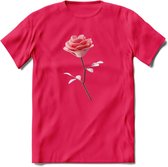 Valentijn roos Hart T-Shirt | Grappig Valentijnsdag Cadeautje voor Hem en Haar | Dames - Heren - Unisex | Kleding Cadeau | - Roze - L