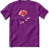 Valentijn roos Hart T-Shirt | Grappig Valentijnsdag Cadeautje voor Hem en Haar | Dames - Heren - Unisex | Kleding Cadeau | - Paars - M