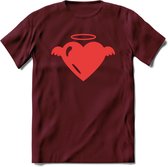 Valentijn Hart T-Shirt | Grappig Valentijnsdag Cadeautje voor Hem en Haar | Dames - Heren - Unisex | Kleding Cadeau | - Burgundy - M