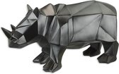 Sculpture en résine - Figure polygonale Rhinocéros - Sculpture Zwart - 19,9 cm de haut