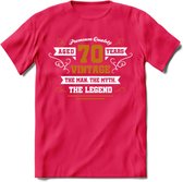 70 Jaar Legend T-Shirt | Goud - Wit | Grappig Verjaardag en Feest Cadeau Shirt | Dames - Heren - Unisex | Tshirt Kleding Kado | - Roze - XXL