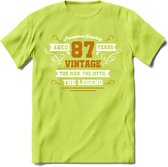 87 Jaar Legend T-Shirt | Goud - Wit | Grappig Verjaardag en Feest Cadeau Shirt | Dames - Heren - Unisex | Tshirt Kleding Kado | - Groen - M