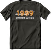 1999 Limited Edition T-Shirt | Goud - Zilver | Grappig Verjaardag en Feest Cadeau Shirt | Dames - Heren - Unisex | Tshirt Kleding Kado | - Donker Grijs - L