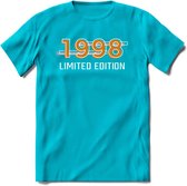 1998 Limited Edition T-Shirt | Goud - Zilver | Grappig Verjaardag en Feest Cadeau Shirt | Dames - Heren - Unisex | Tshirt Kleding Kado | - Blauw - M