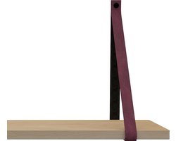 Handles and more Leren plankdragers - met sierschroeven - 100% leer – Bordo – set van 2 leren plank banden