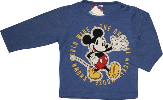 Disney - Jongens Kleding - Mickey Mouse - Longsleeve - Blauw - T-shirt met lange mouwen - Maat 80