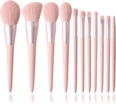 Leaff® Make-up Kwasten - 11 Stuks - Oogschaduw - Roze Poederkwasten - Blush - Professionele Kwastenset - Vegan Haar - Make-up Accessoires