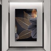 Wallyard - Glasschilderij Golden Leafs - Wall art - Schilderij - 80x120 cm - Premium glass - Incl. muur bevestiging