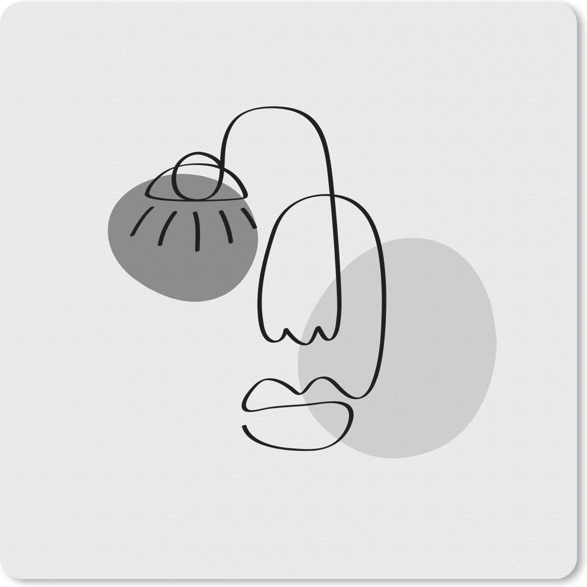 Muismat 20x20 cm - Mousepad Minimalisme - Gezicht - Zwart - Wit - Muismatten