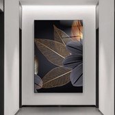 Wallyard - Glasschilderij Golden Leafs - Wall art - Schilderij -40x60 cm - Premium glass - Incl. muur bevestiging