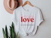 Lykke Love All Day Every Day T-shirt| Mijn Valentijn | Mannen - Vrouwen - Unisex | Handgemaakt | Wit | Maat L