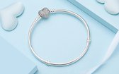Armband Zilver | Zilveren armband | past op Pandora | Pandora compatible | Bedelarmband | Vlinder sluiting met hartje | Elegante dames armband  | Maat 22