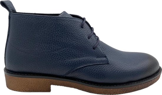 Desert boots- Veterschoenen- Nette schoenen- Heren laarzen 1035- Leer- Blauw- Maat 41