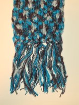 Dames Sjaal - Grof Gebreid - Blauw - 20x180cm - Omslag Sjaal - Lekker Warm - Koud Weer - Warm Aankleden