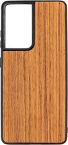 Samsung S21 ULTRA Teak - Houten GSM / Telefoon Hoesje - Shockproof TPU Case