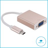 USB-C naar VGA adapter kabel USB Type C voor o.a. Macbook / Chromebook / Acer / Dell / HP / Lenovo - Goud