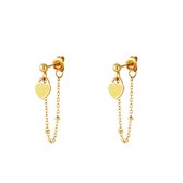 Earrings heart chain - yellow - geel - oorbellen - kettinkje - stainless steel - rvs - goud - Yehwang