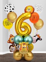 26 stuks ballonen incl. tape set - 26 ballonen - 6 jaar - verjaardag - kinderfeestje - feestje - ballonen - dieren aap - leeuw - giraffe - koe - natuur - decoratie