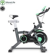 MoreLife Home Trainer Fiets - Spin Trainer - Hometrainer Fiets Extreme met Hartslagmeter - Stationaire fiets - Hometrainer Bike met LCD Scherm - Spinning BIKE - Grijs - Vliegwiel 1