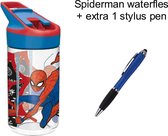 Spiderman Marvel Drinkfles - Drinkbeker - Tritan Waterfles met geautomatiseerde openingssysteem. 480 ml. + EXTRA 1 Stylus Pen Blauw.